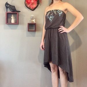 Gray sequin detail strapless dress express large